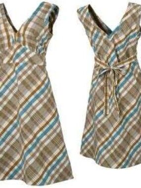 Patagonia Water Girl Plaid dress in Brown, Blue and Cream